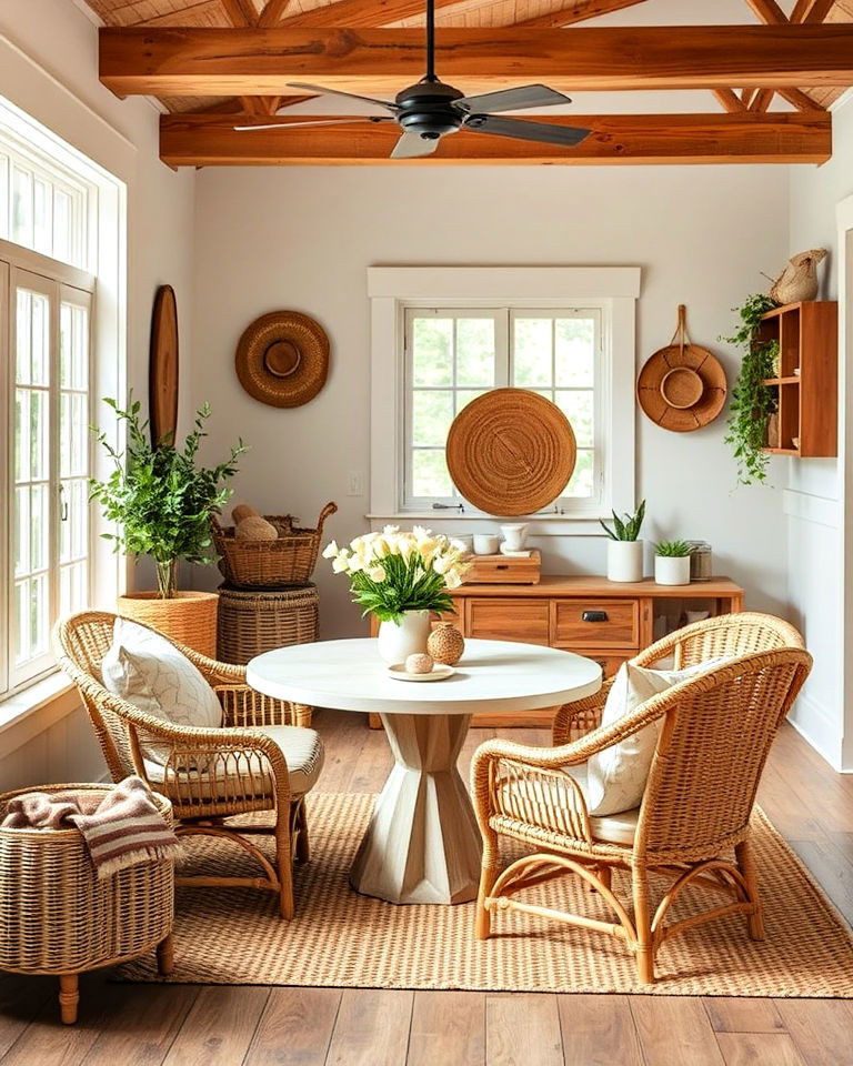 woven textures farmhouse interior - 20 Rustic Farmhouse Interior Design Ideas
