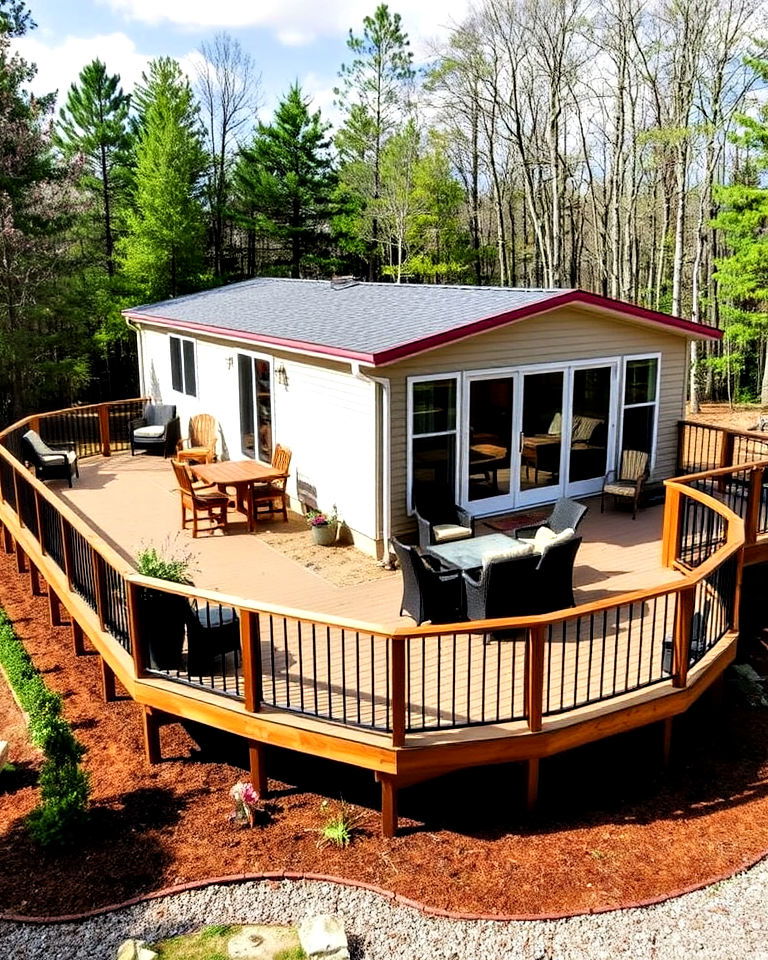 wraparound deck mobile home - 20 Mobile Home Deck Ideas