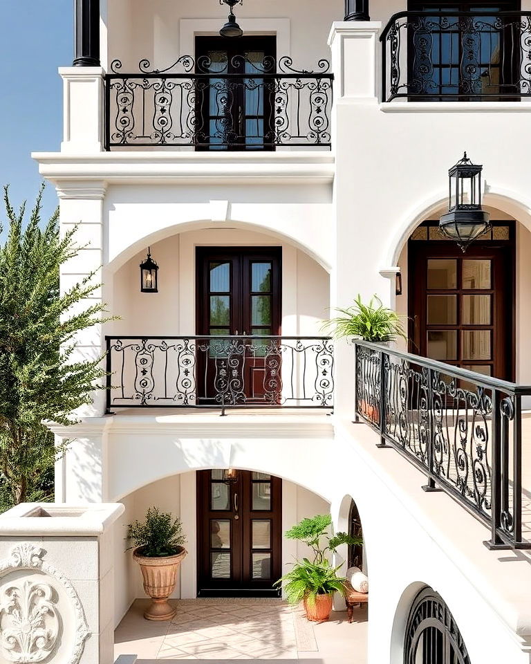 wrought iron accents for greek style home - 25 Greek Style Home Ideas