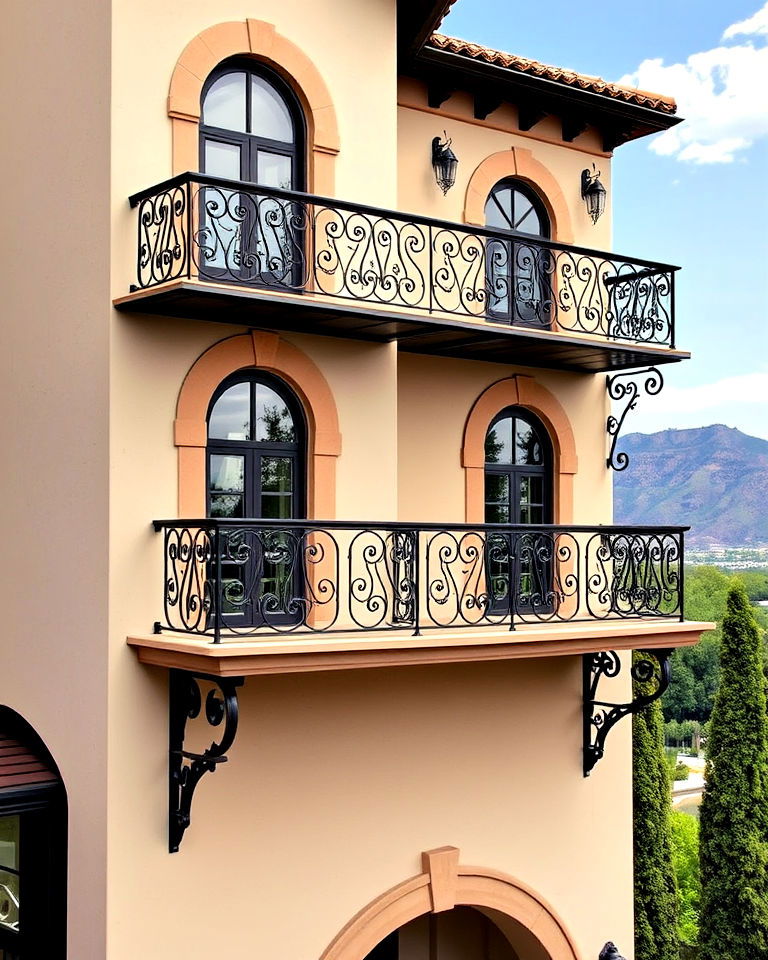 wrought iron mansion balconies - 25 Mediterranean Mansion Ideas