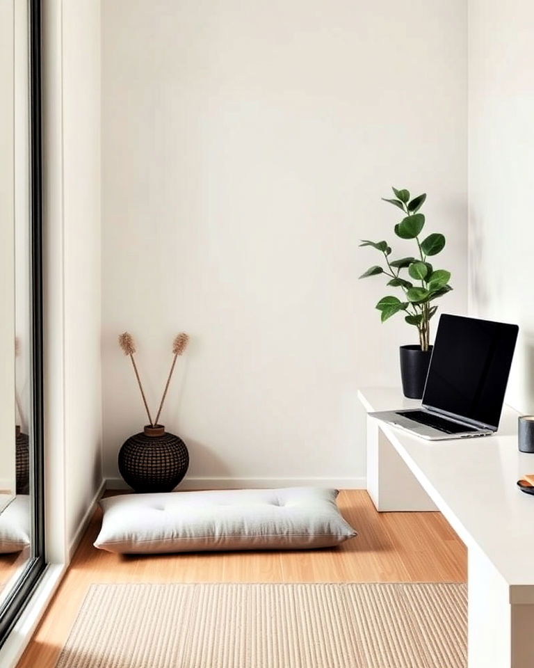 zen corner home office - 30 Japandi Style Home Office Ideas