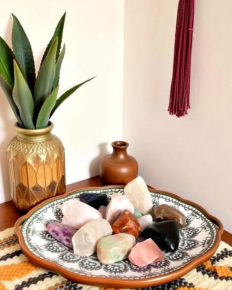 zen corner with crystals meditation room - 15 Boho Meditation Room Ideas