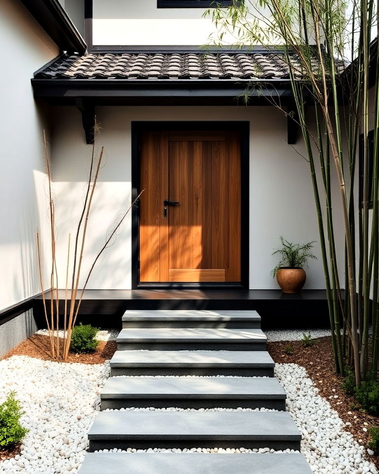 zen inspired entryway - 15 Japandi House Exterior Ideas