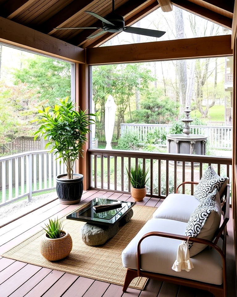 zen themed screened in deck - 25 Screened-in Deck Ideas