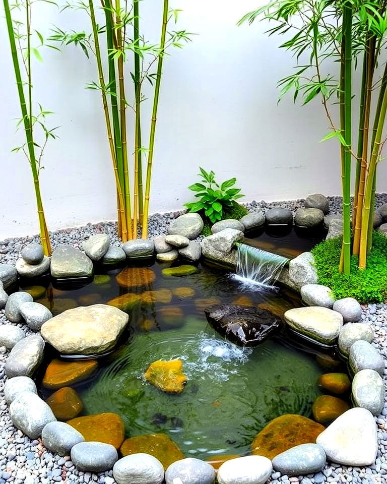 zen water garden with bamboo - 20 Water Garden Ideas