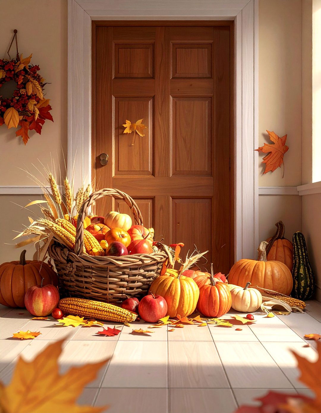 Abundant Harvest Basket - 20 fall door decor classroom ideas
