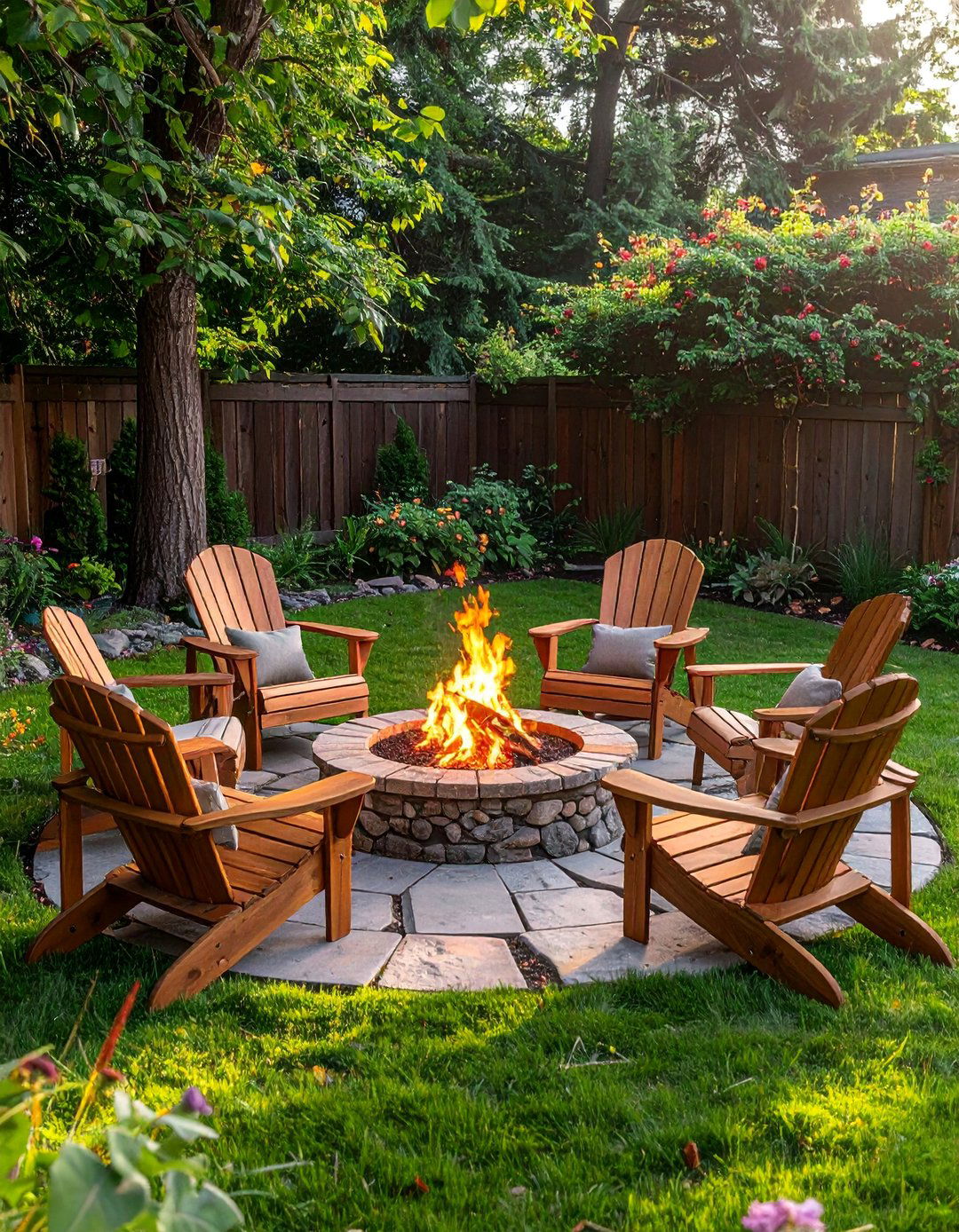 Adirondack Chair Circle Firepit - 20 fall firepit ideas