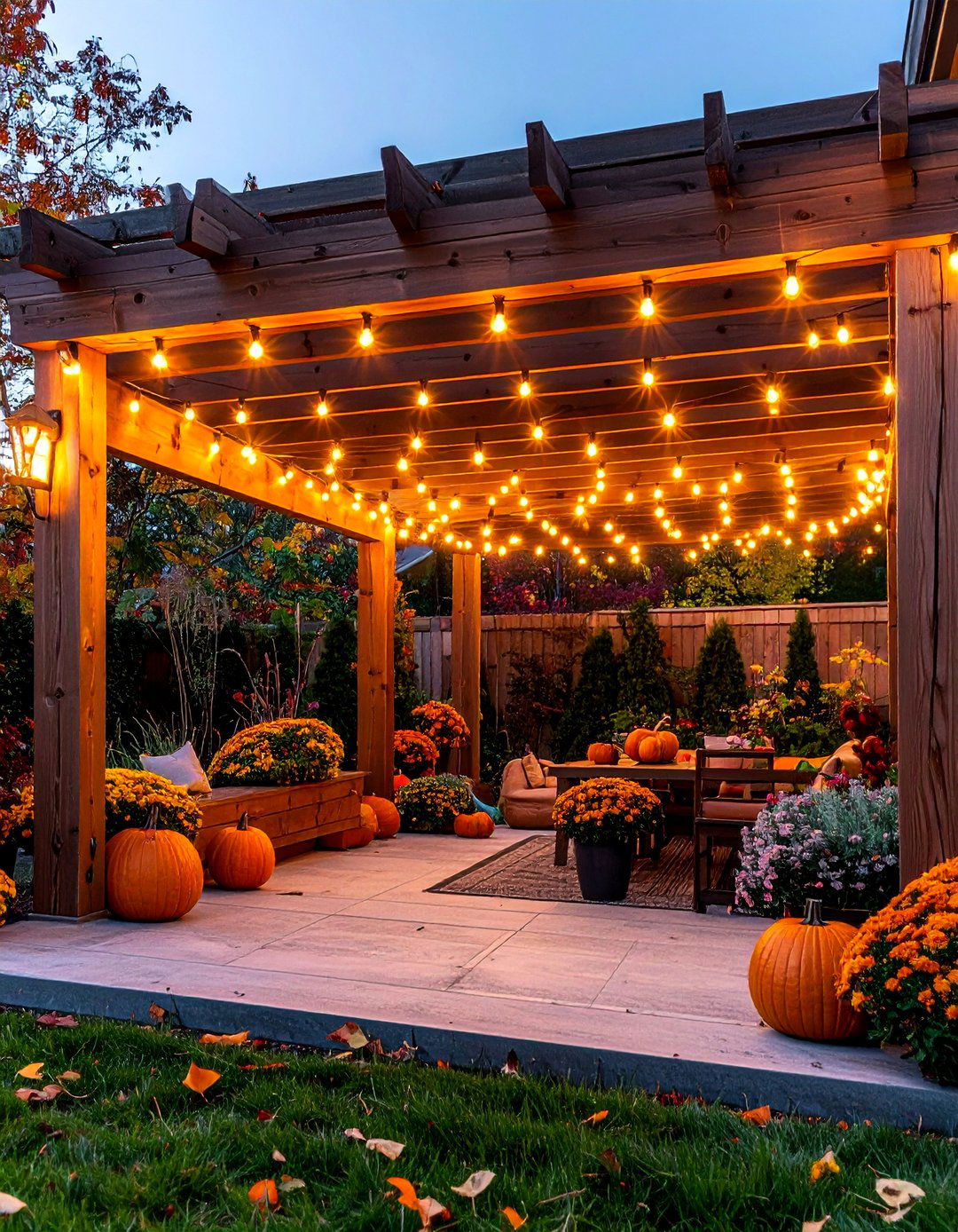 Amber String Lights for Outdoor Patios - 20 fall lightning decor ideas
