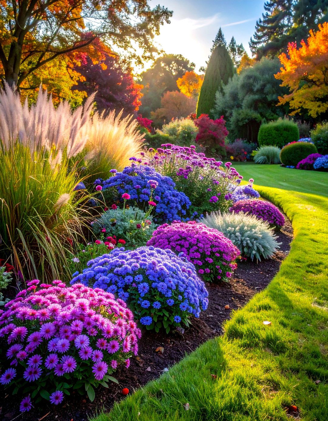 Aster Garden Beds - 20 fall garden decor ideas