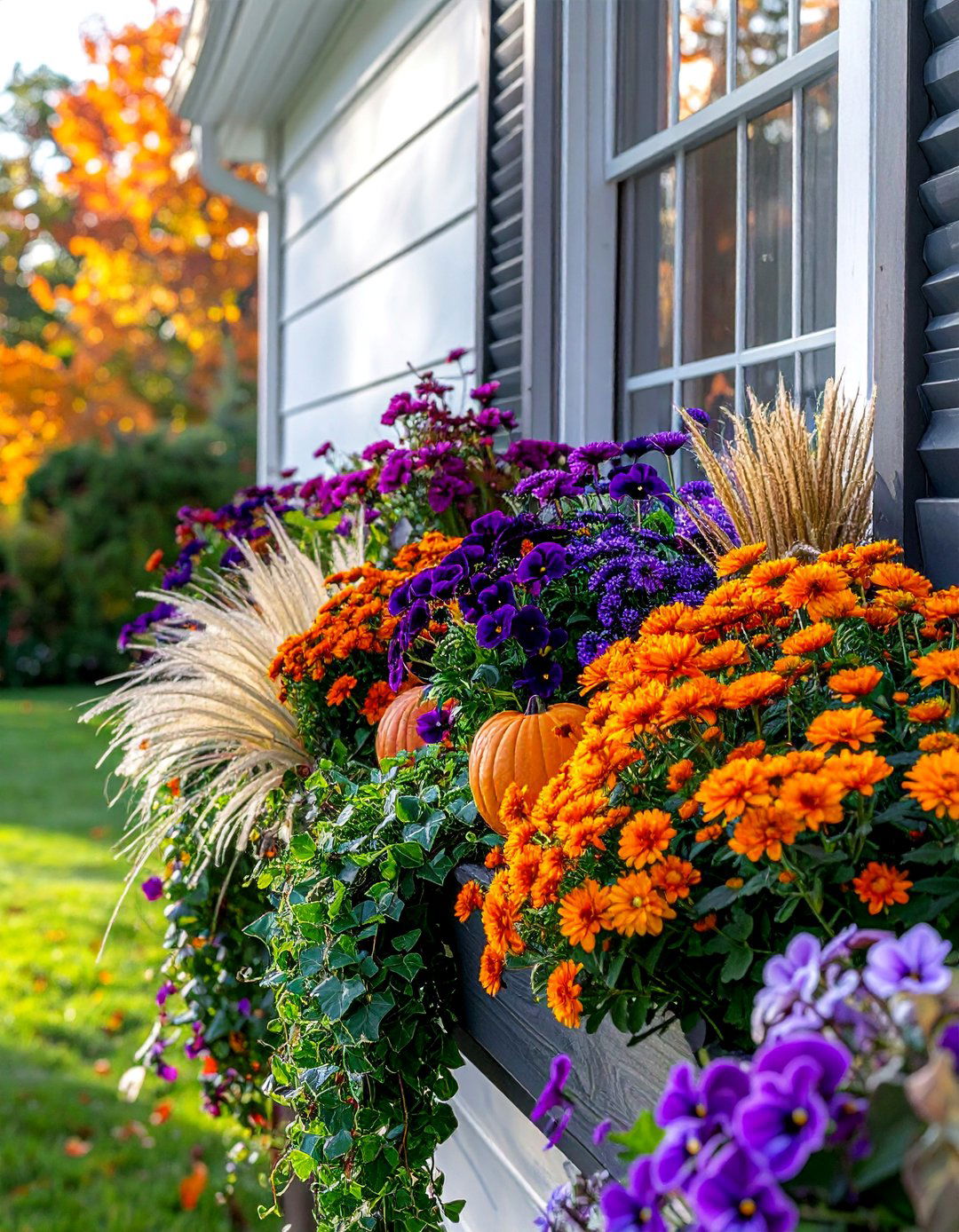 Autumn Window Box Gardens - 20 fall garden decor ideas