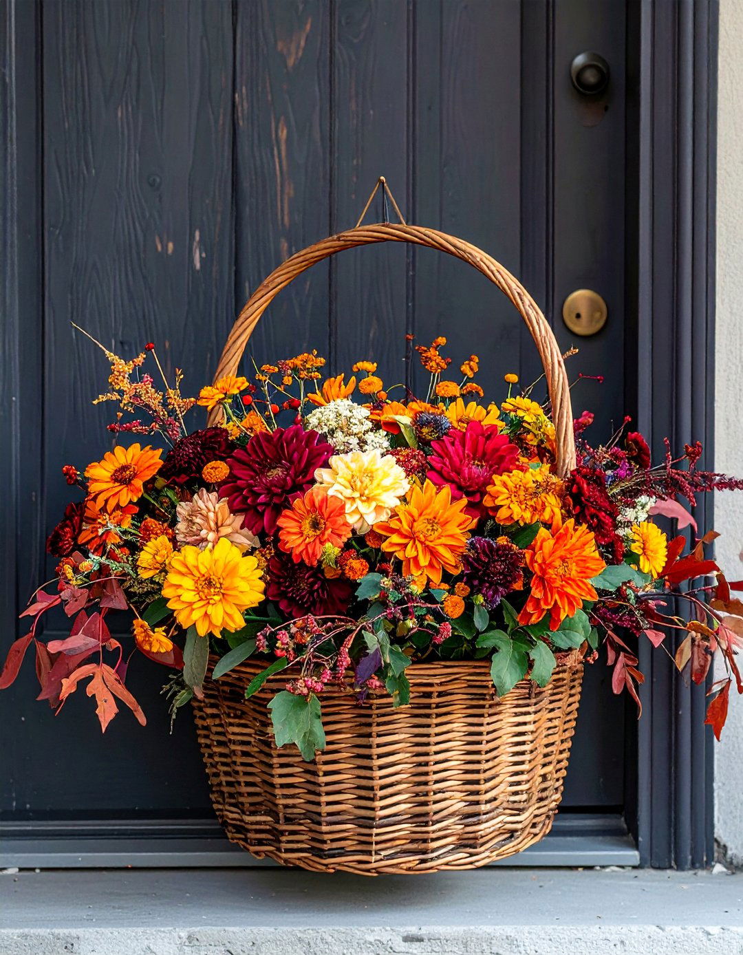 Basket Door Hanger - 20 fall front door decor ideas