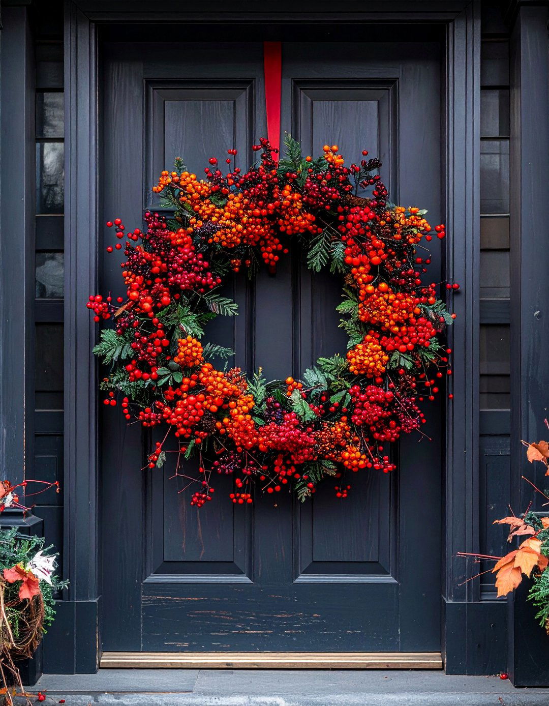 Berry Wreath Accent - 20 fall front door decor ideas