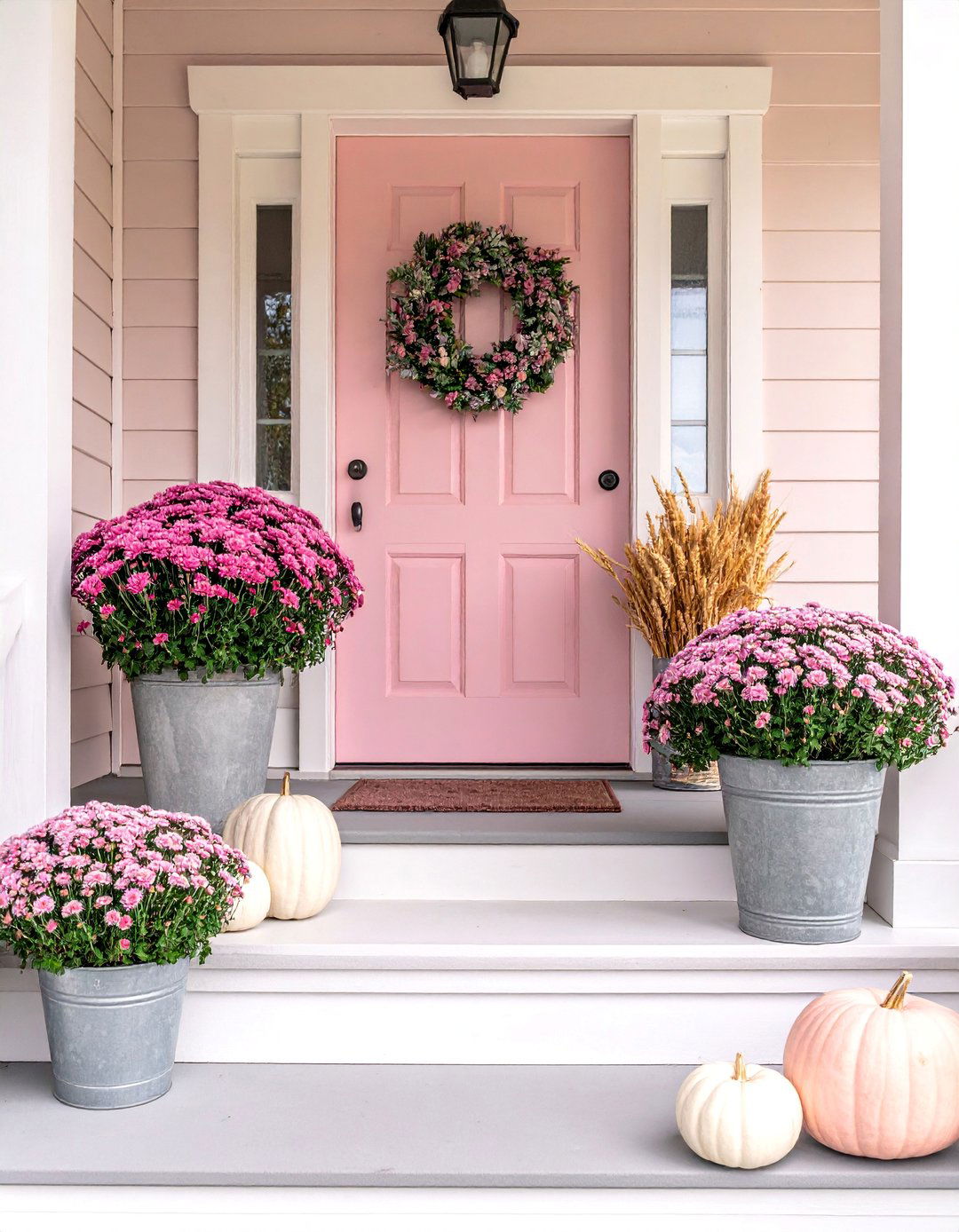 Blush Pink Front Porch - 20 pink fall decor ideas