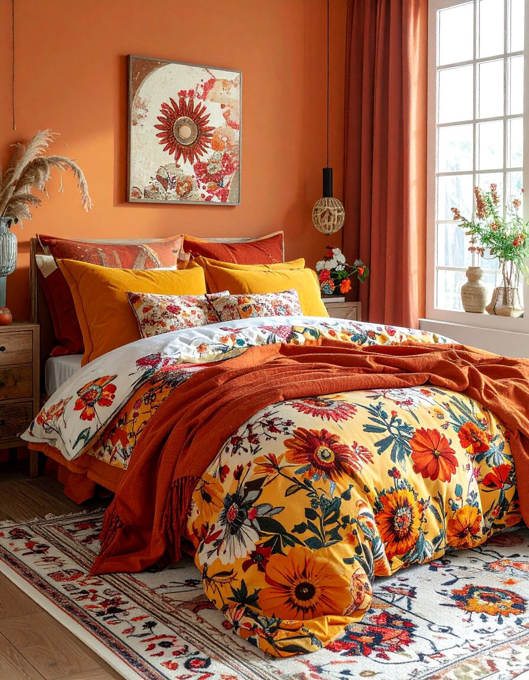 Bohemian Layers with Mixed Patterns - 20 fall bedroom decor ideas