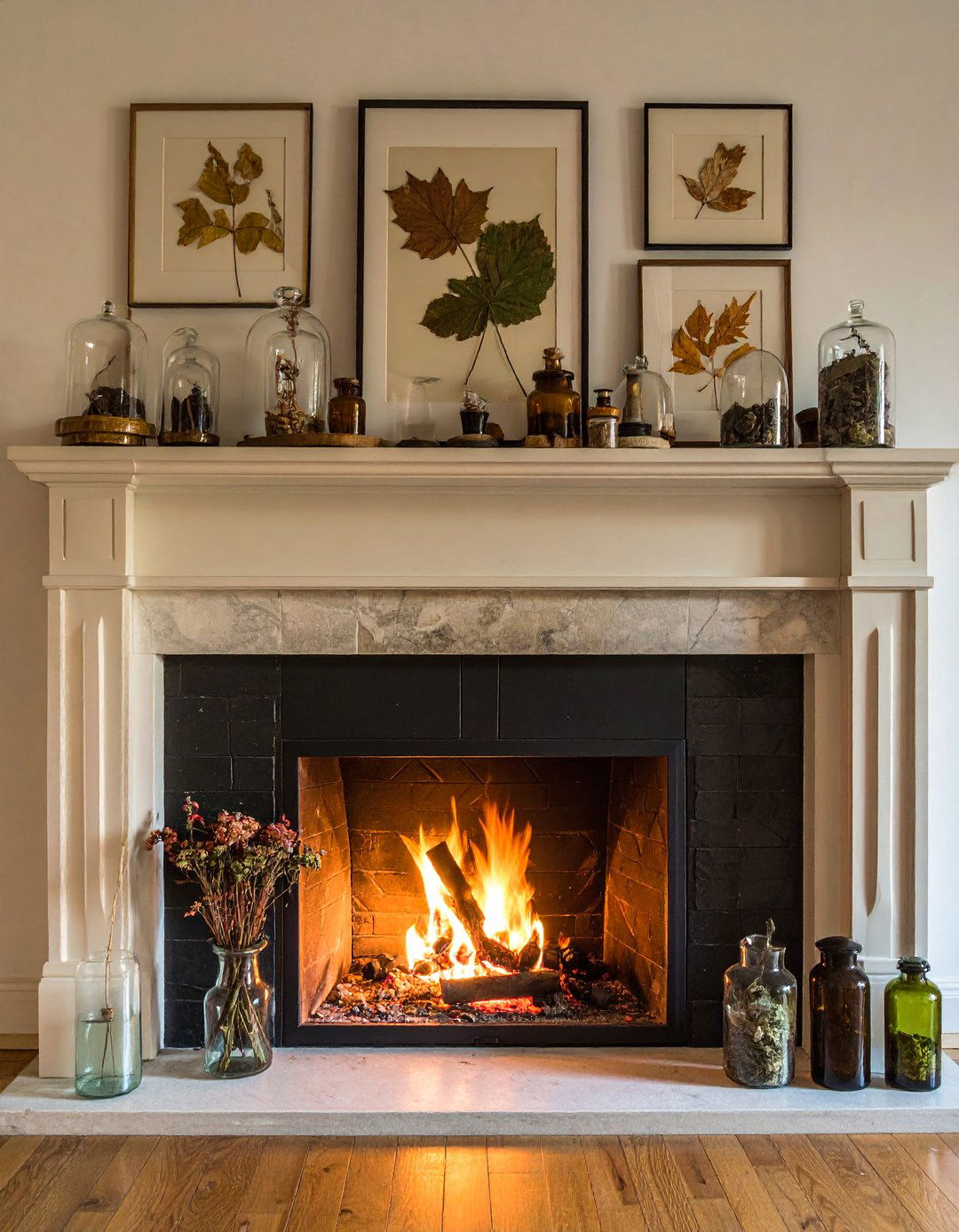 Botanical Fireplace Display - 20 fall fireplace ideas