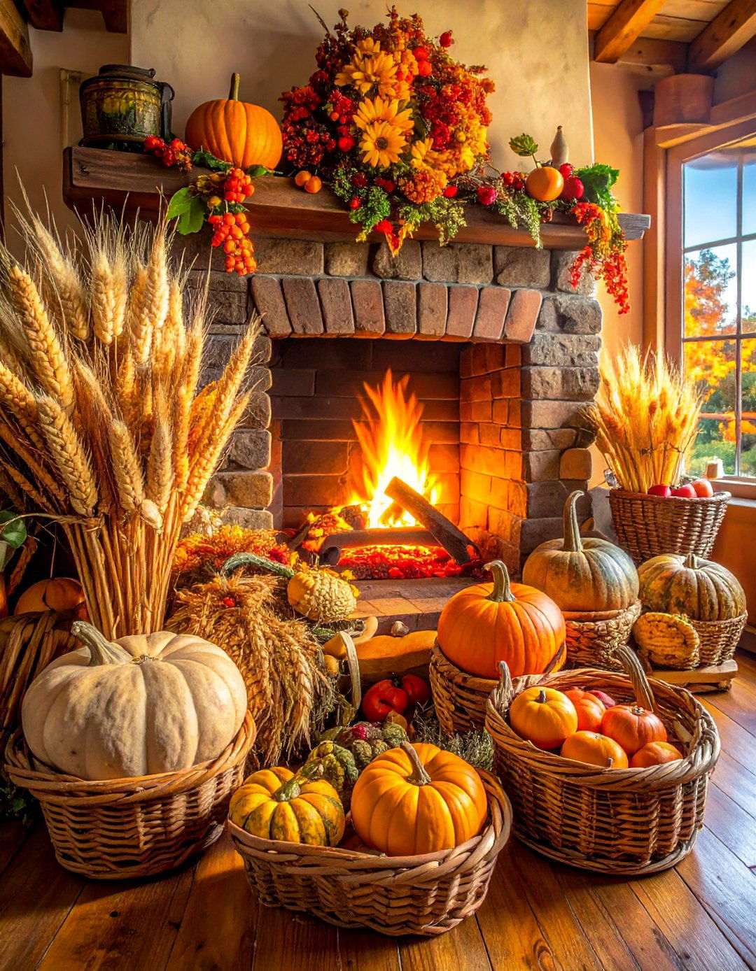 Bountiful Harvest Fireplace - 20 fall fireplace ideas