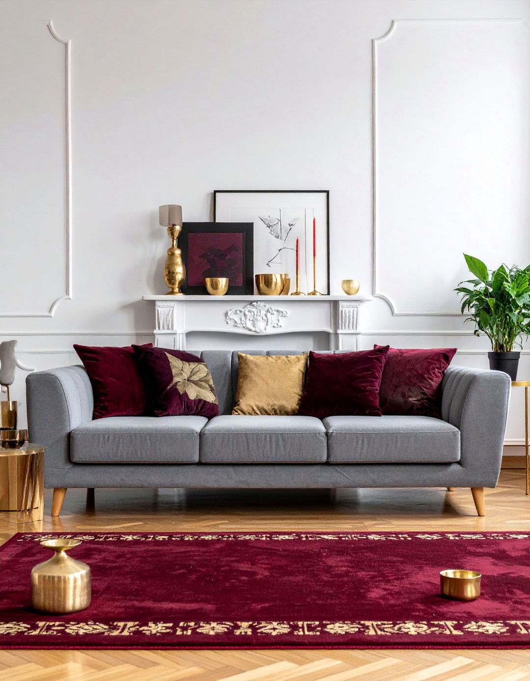 Burgundy and Gold Living Room Accents - 20 living room fall decor ideas