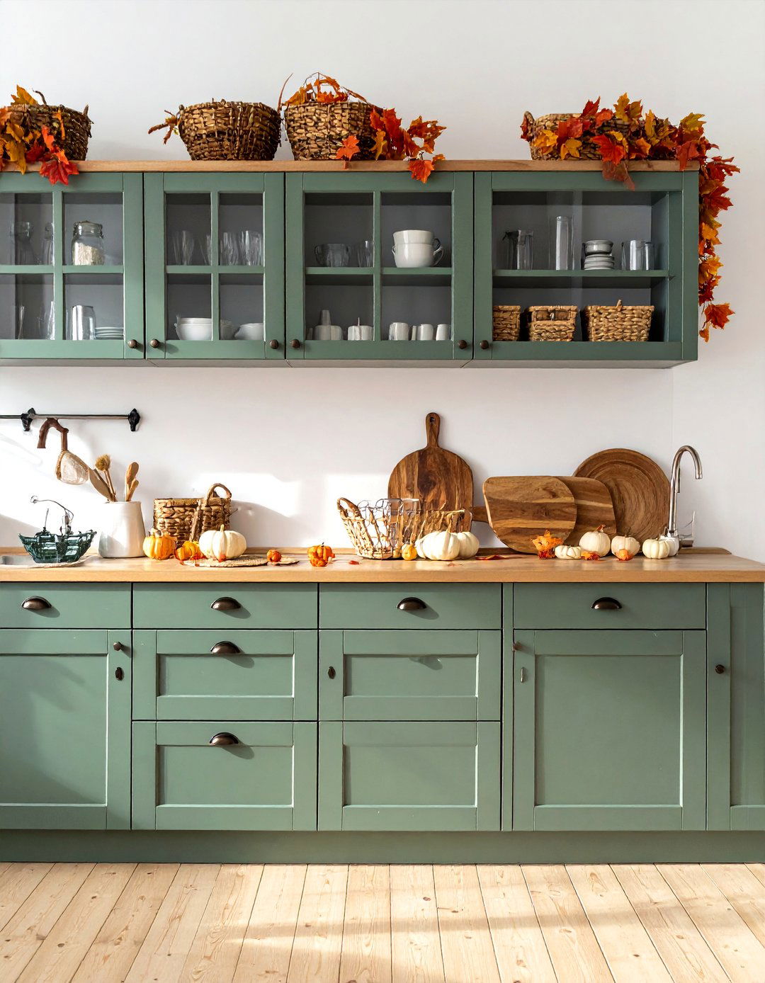 Cabinet Top Leaf Display - 20 fall leaves decor ideas
