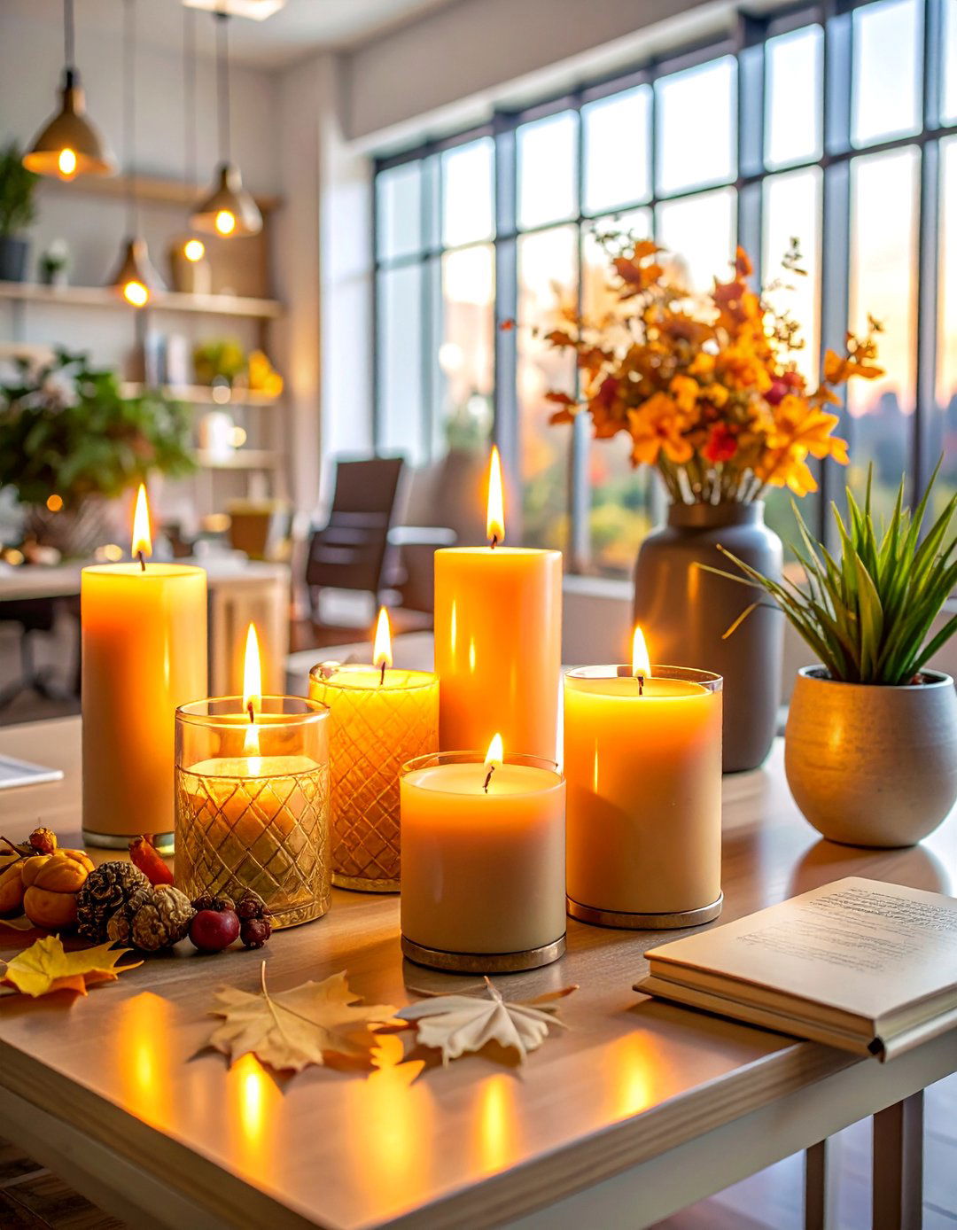 Candlelight Ambiance Office - 20 fall office decor ideas