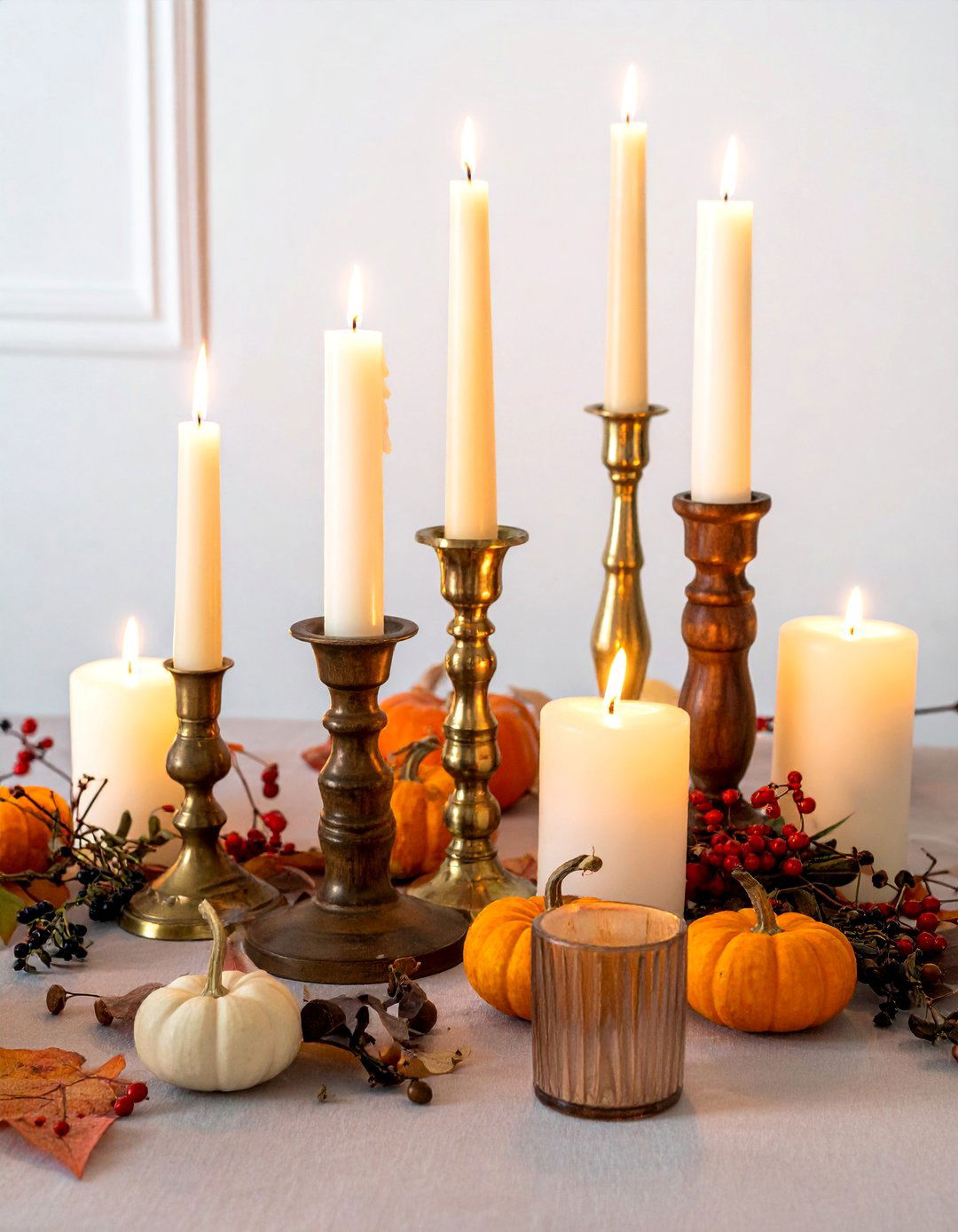 Candlelit Fall Table Setting - 20 fall table decor ideas