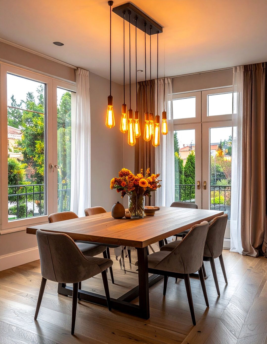 Chandelier with Edison Bulbs - 20 fall lightning decor ideas