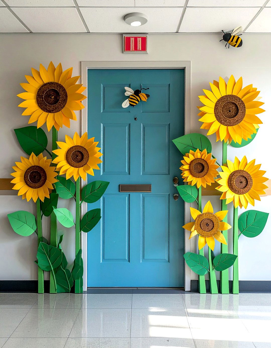 Cheerful Sunflower Field - 20 fall door decor classroom ideas