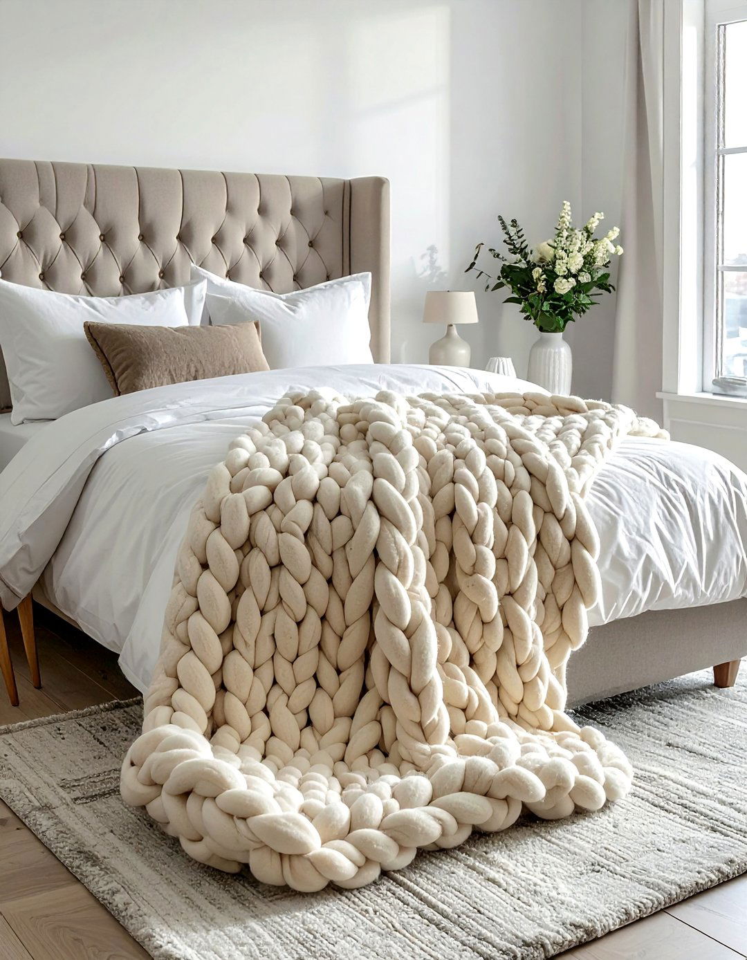 Chunky Knit Throw Blankets - 20 fall bedroom decor ideas