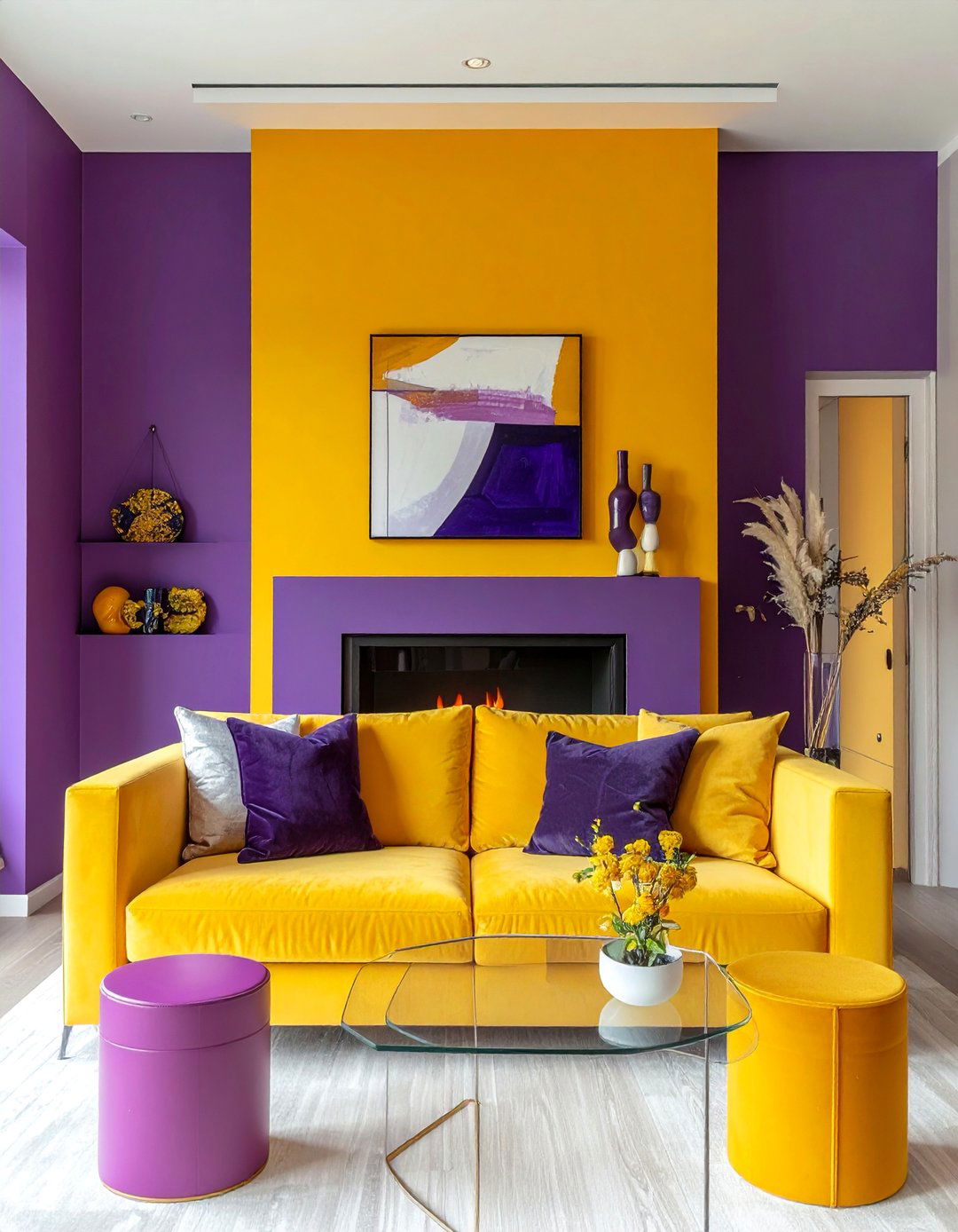 Color Blocked Modern Fireplace - 20 fall fireplace ideas