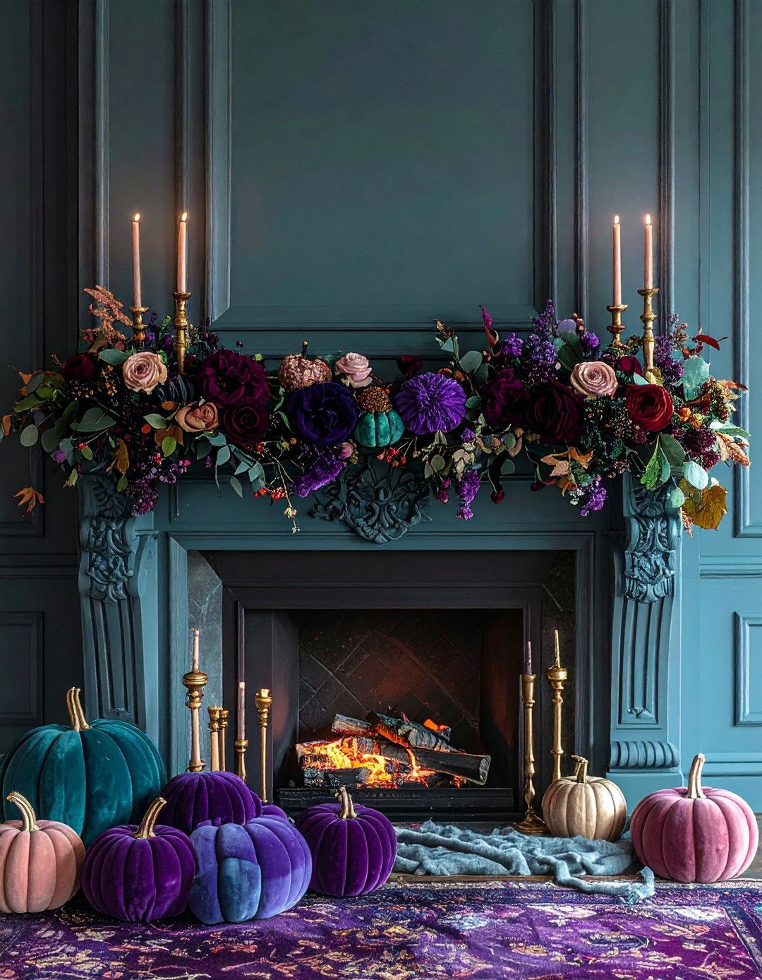 Colorful Jewel Tones for Rich Depth - 20 fall fireplace decor ideas