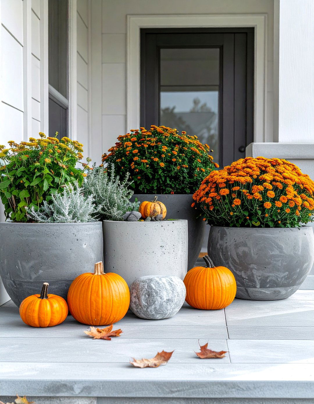Concrete and Stone Elements - 20 modern fall porch decor ideas