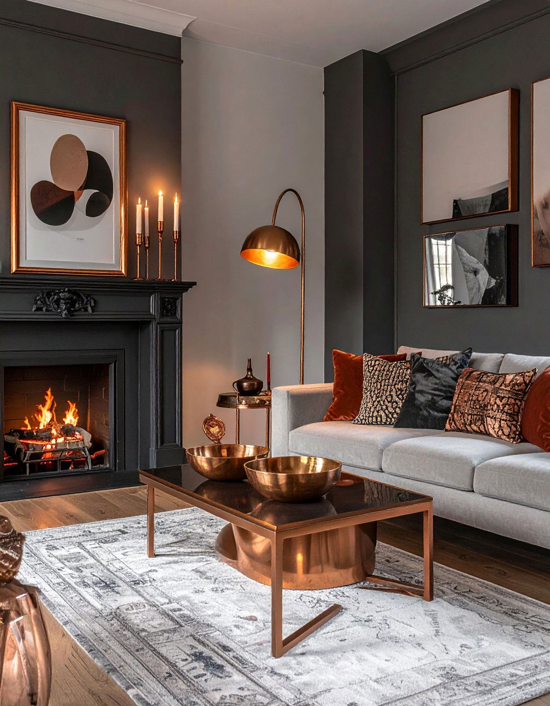 Copper and Bronze Living Room Metallic Accents - 20 living room fall decor ideas