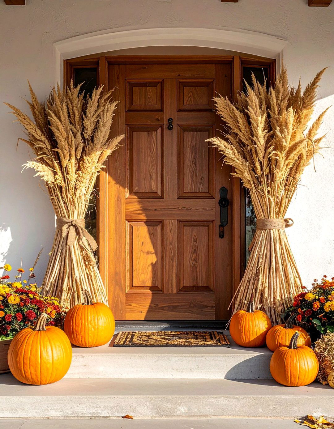 Corn Stalk Bundles - 20 fall front door decor ideas