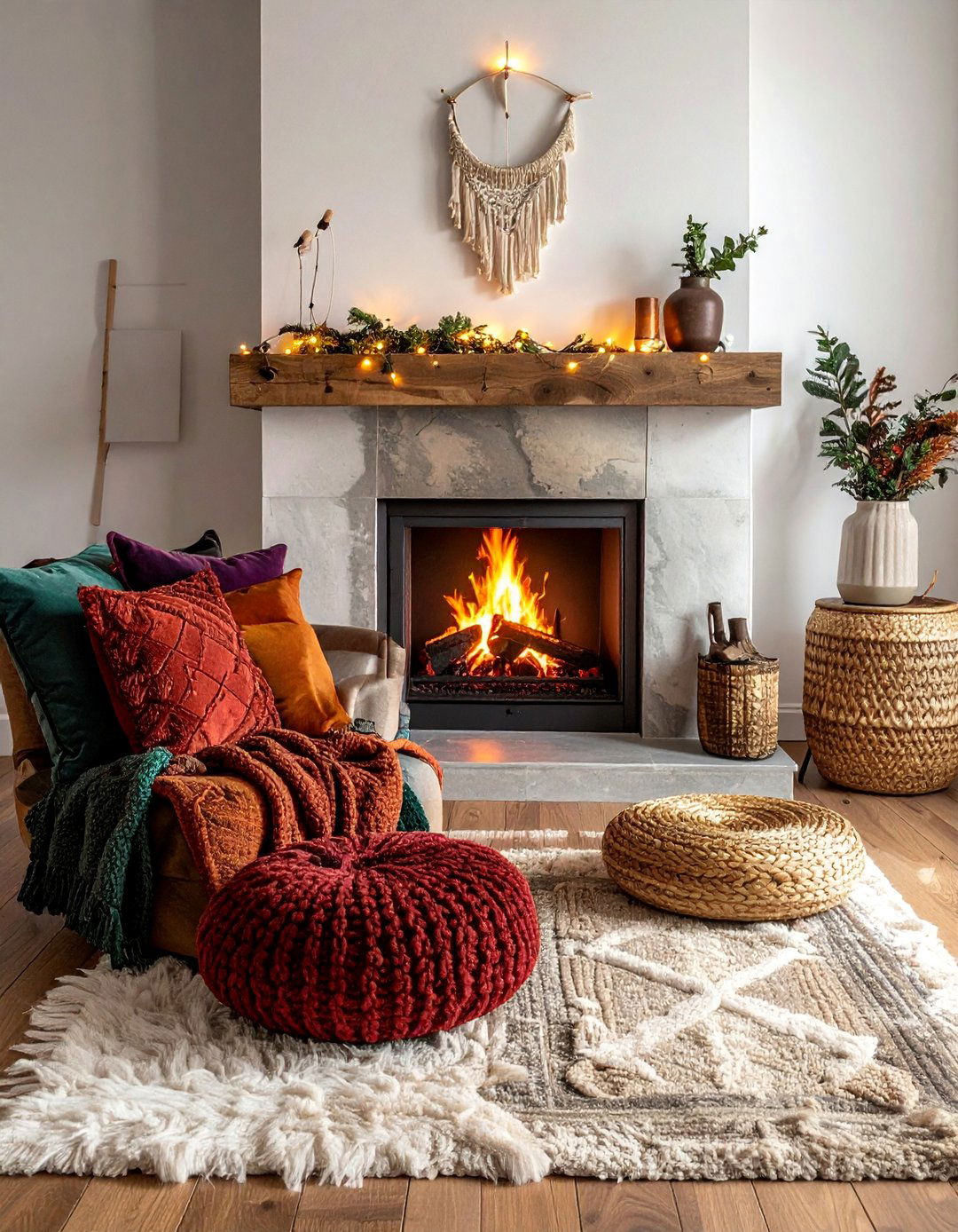 Cozy Textured Fireplace - 20 fall fireplace ideas
