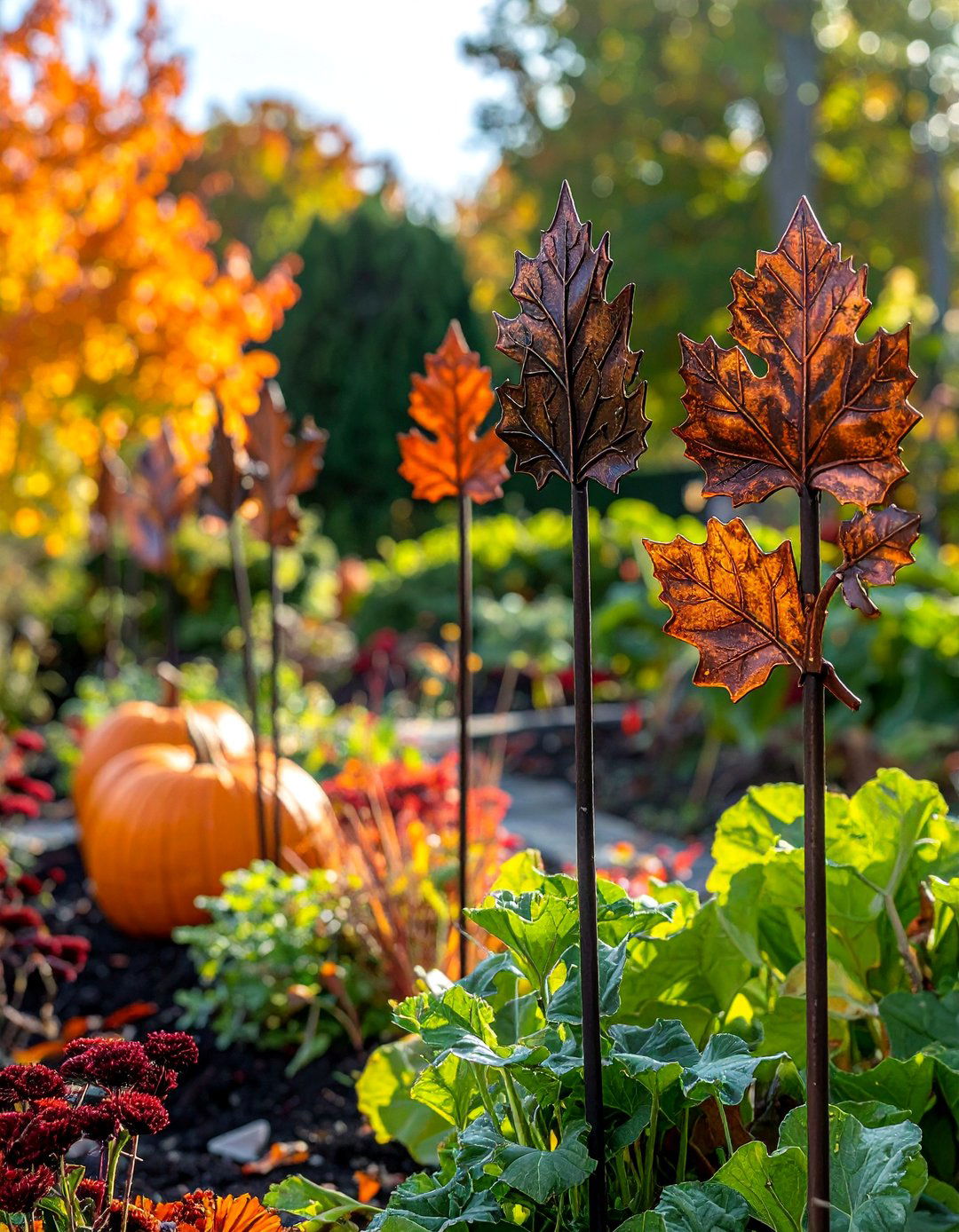 Decorative Fall Garden Stakes - 20 fall garden decor ideas
