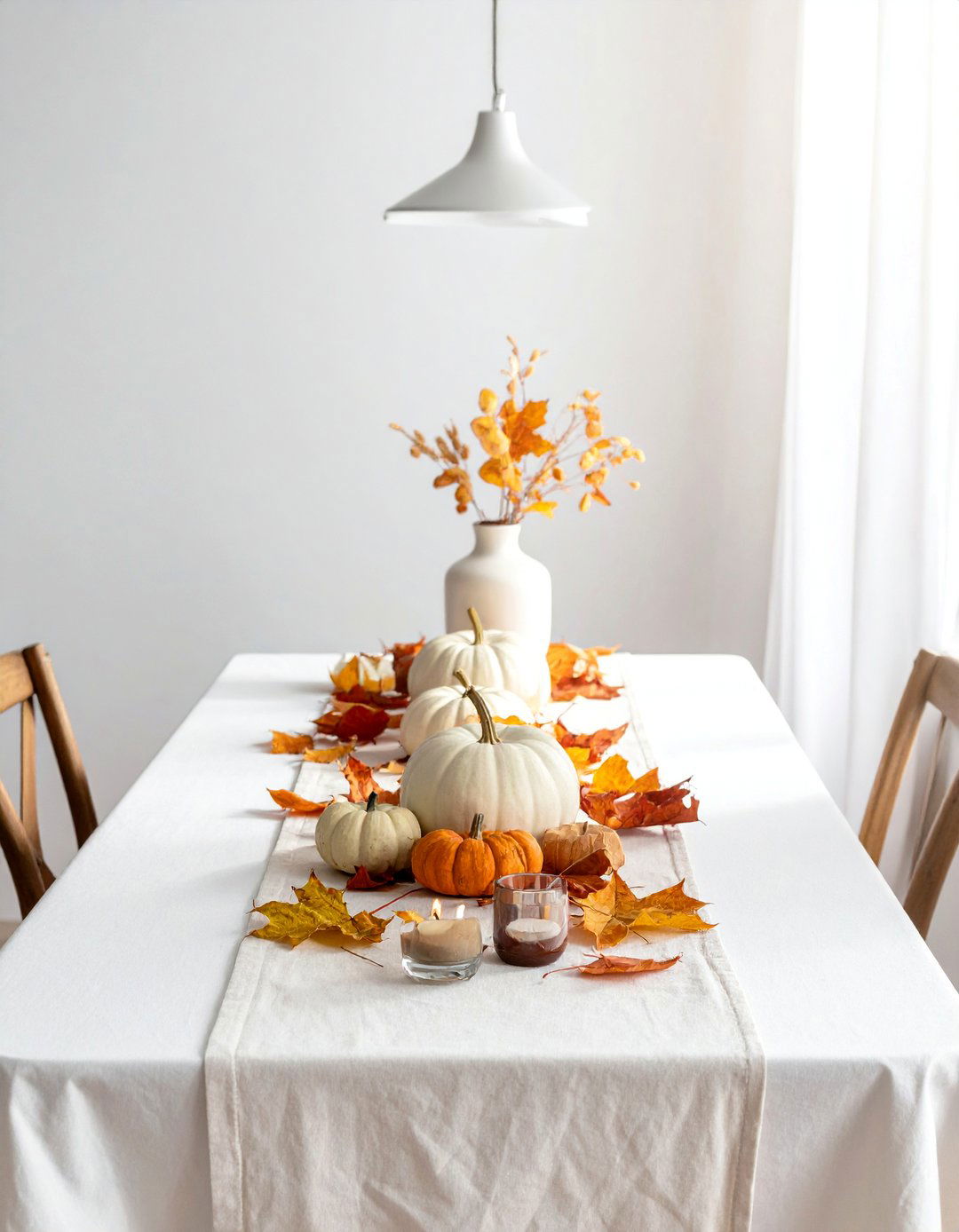 Dining Table Runner Arrangement - 20 fall leaves decor ideas
