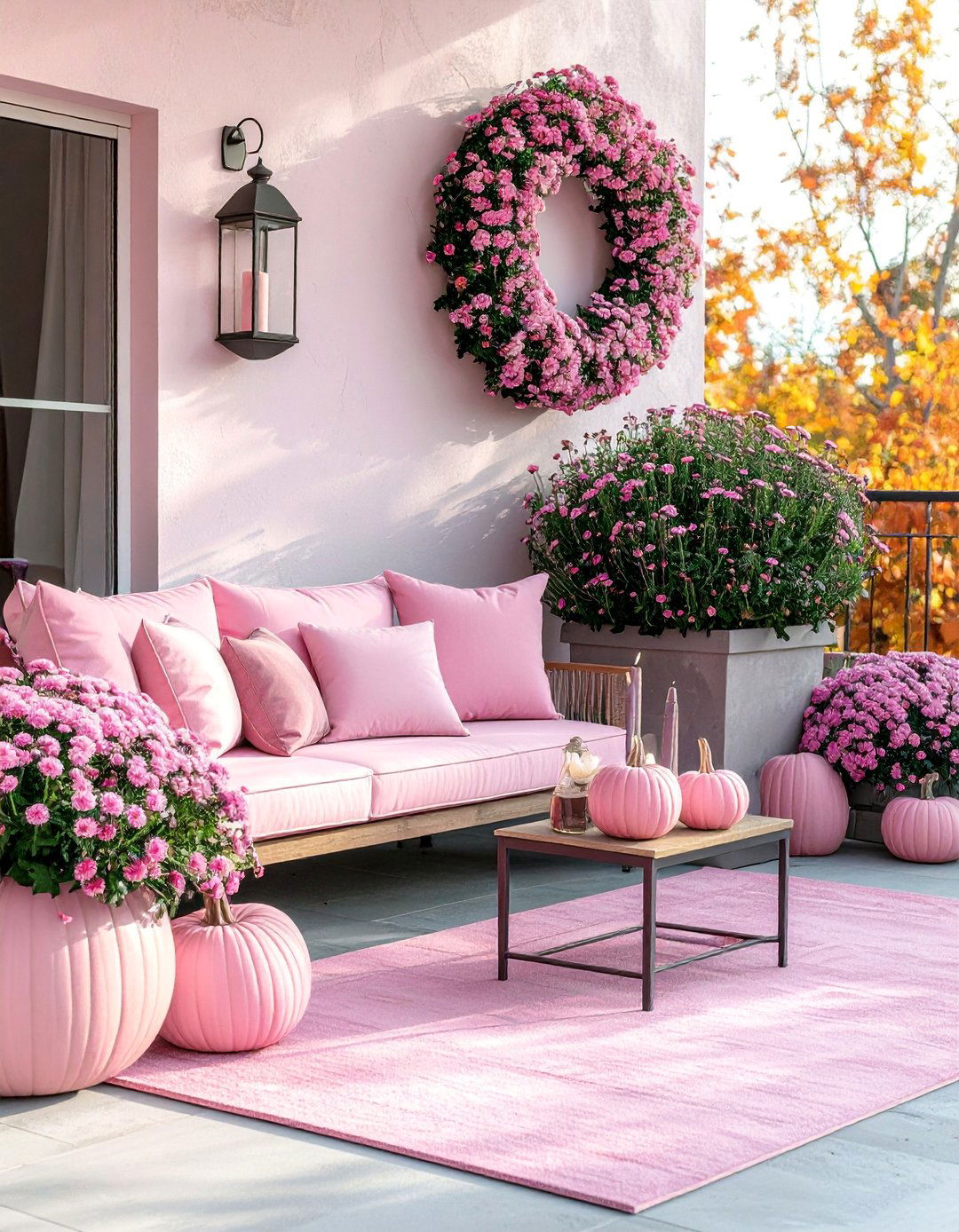 Dusty Rose Outdoor Space - 20 pink fall decor ideas