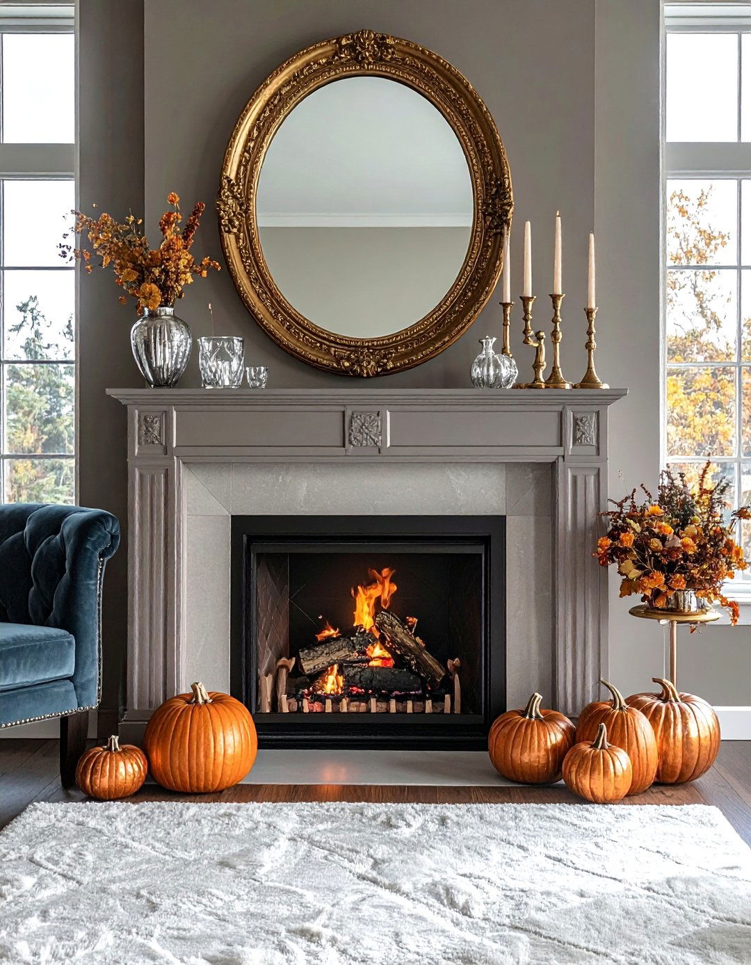 Elegant Metallic Fireplace - 20 fall fireplace ideas