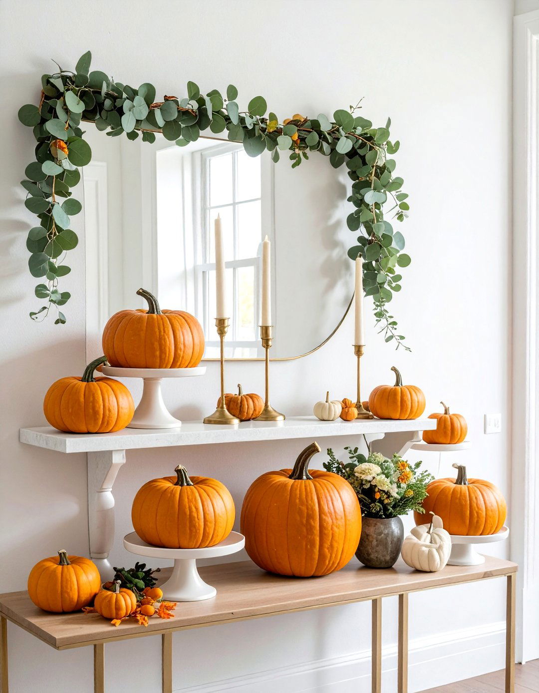 Entryway Console Pumpkin Arrangements - 20 fall pumpkin decor ideas