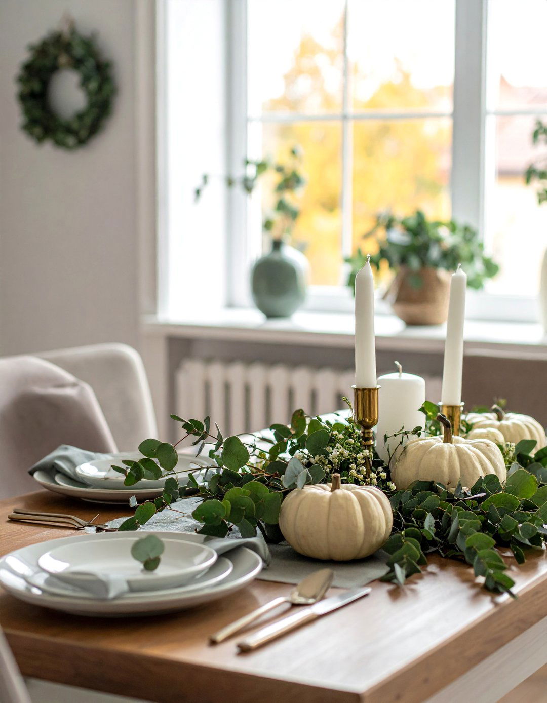 Eucalyptus and Greenery Table - 20 fall table decor ideas