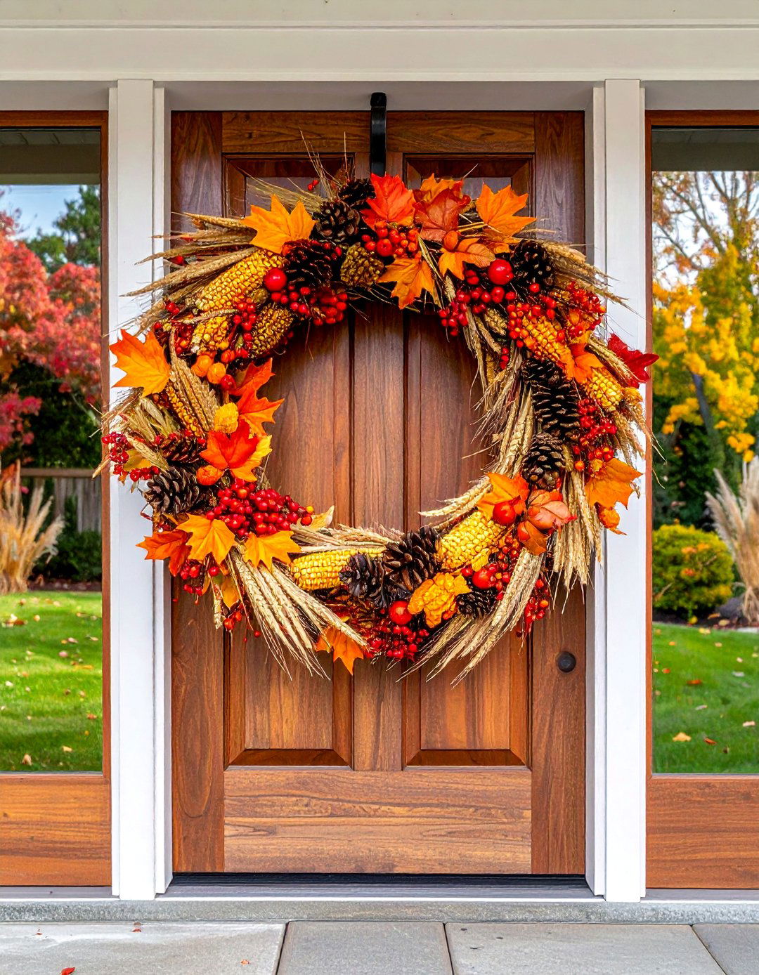Fall Wreath Entryways - 20 fall garden decor ideas