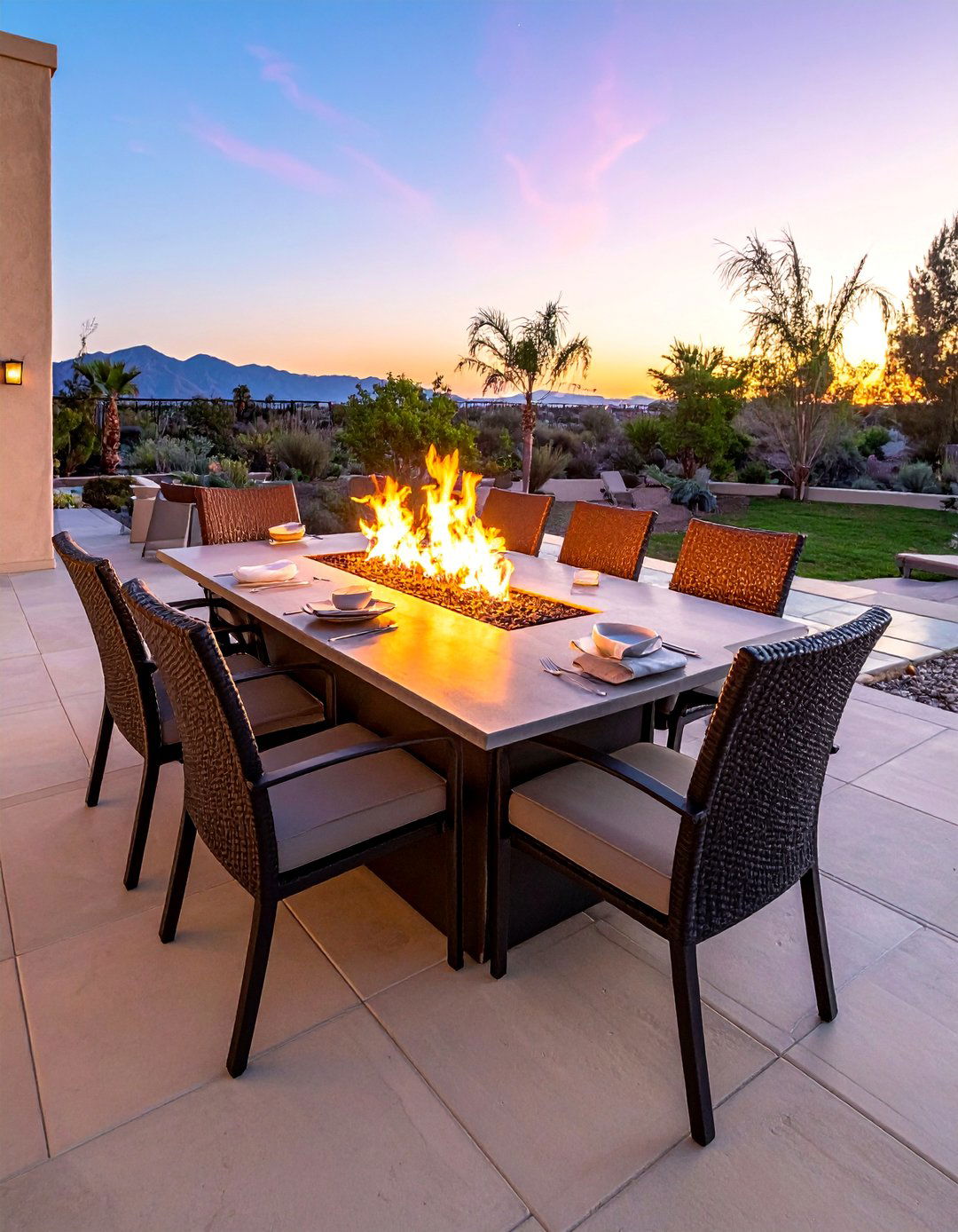 Fire Table with Dining Configuration - 20 fall firepit ideas