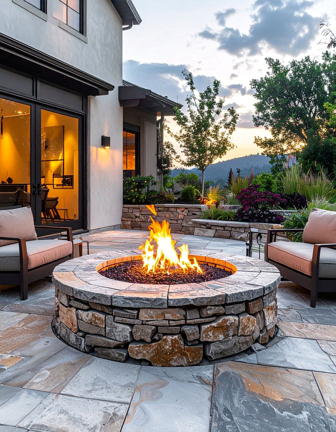 Flagstone Patio Firepit - 20 fall firepit ideas