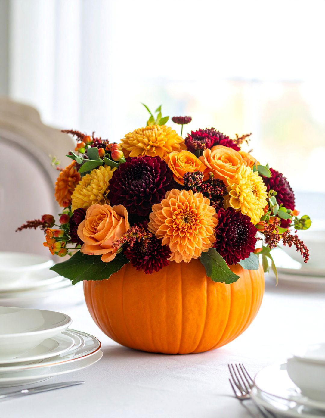 Floral Pumpkin Centerpieces - 20 fall pumpkin decor ideas