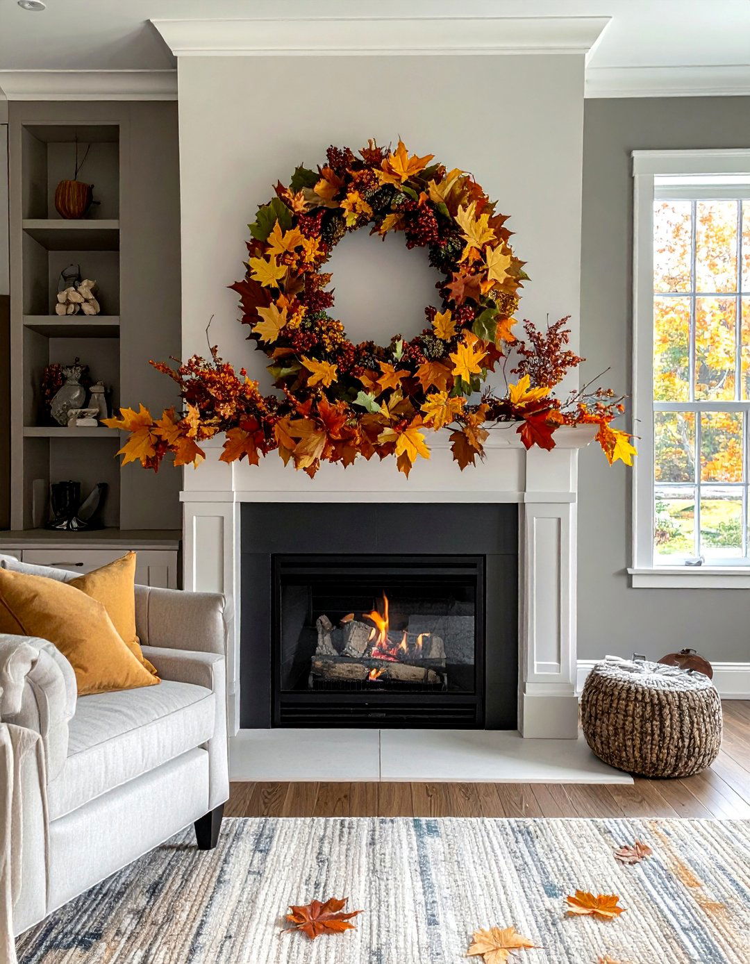 Foliage Rich Mantel - 20 fall fireplace ideas