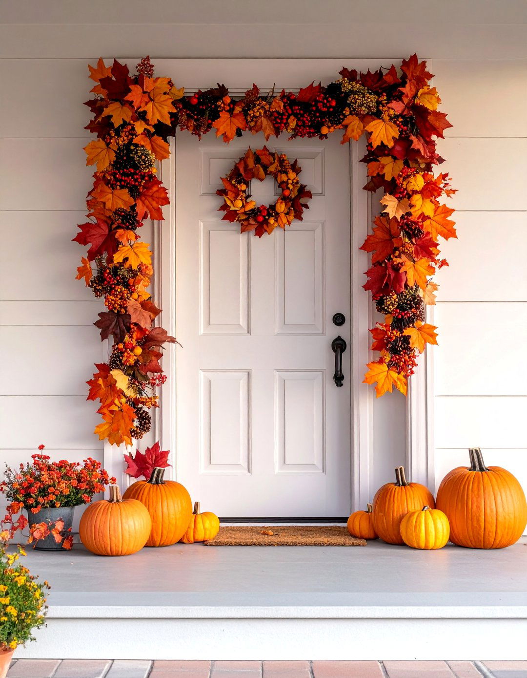 Garland Door Frame - 20 fall front door decor ideas
