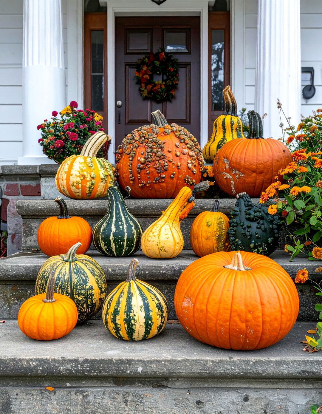 Gourd and Squash Variety - 20 fall front door decor ideas