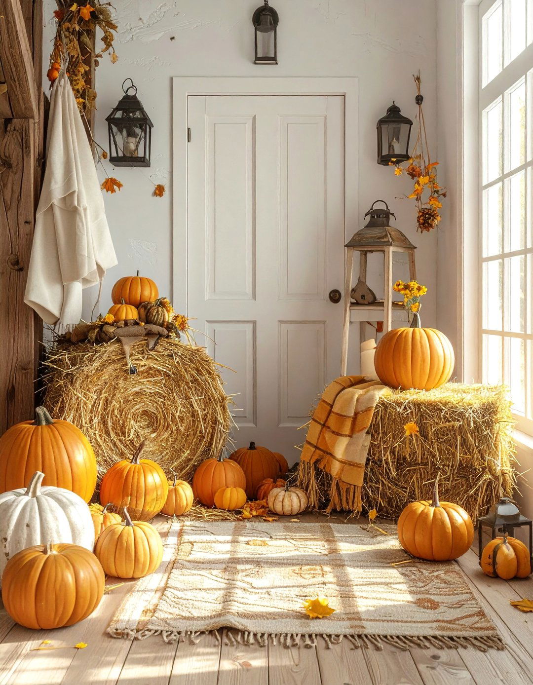Hay Bale Gathering - 20 fall door decor classroom ideas