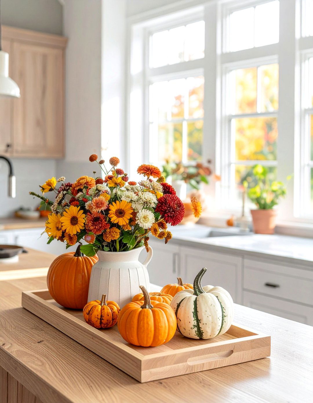 Kitchen Island Pumpkin Vignettes - 20 fall pumpkin decor ideas