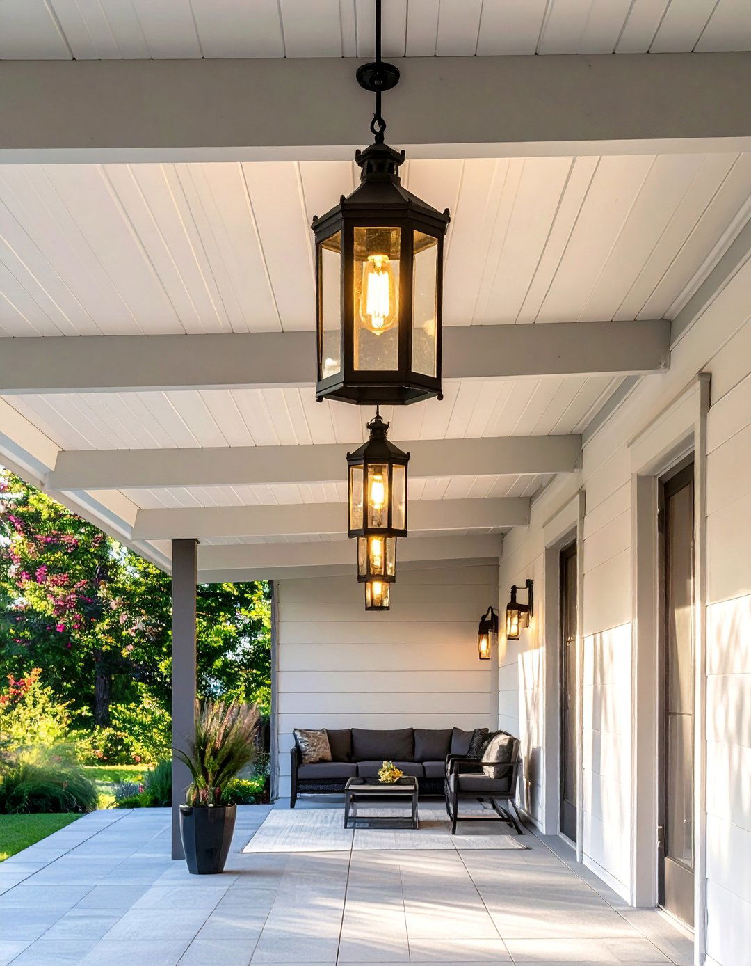 Lantern String Lights for Covered Patios - 20 fall lightning decor ideas