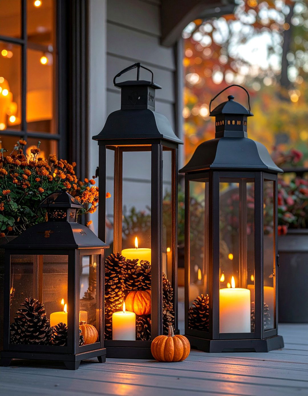Lantern and Candlelight Ambiance - 20 fall porch decor ideas